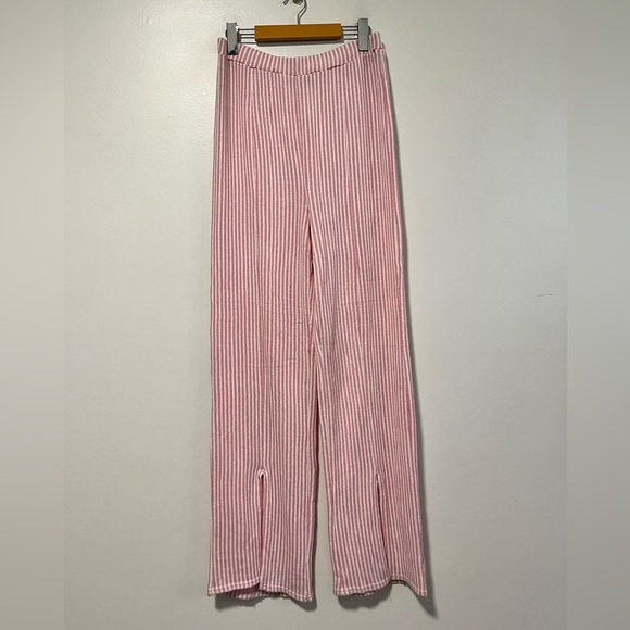 PrettyLittleThing Pink White Striped Knit Lounge Pants Size 8 - Picture 2 of 11